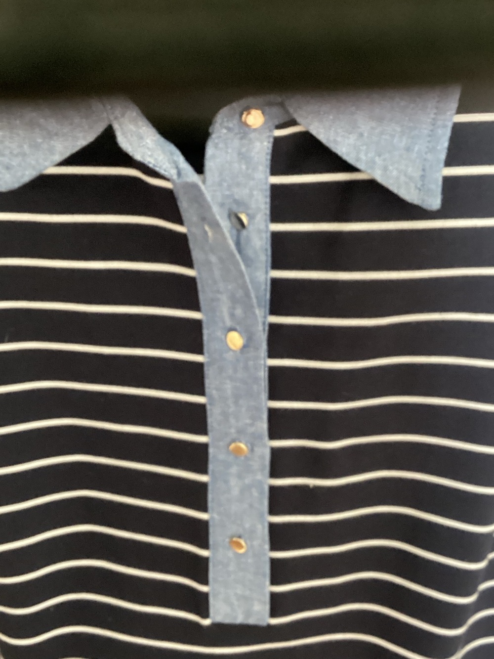Eliza J Navy Stripe Polo Mini with Light Blue Collar - Picture 4 of 6